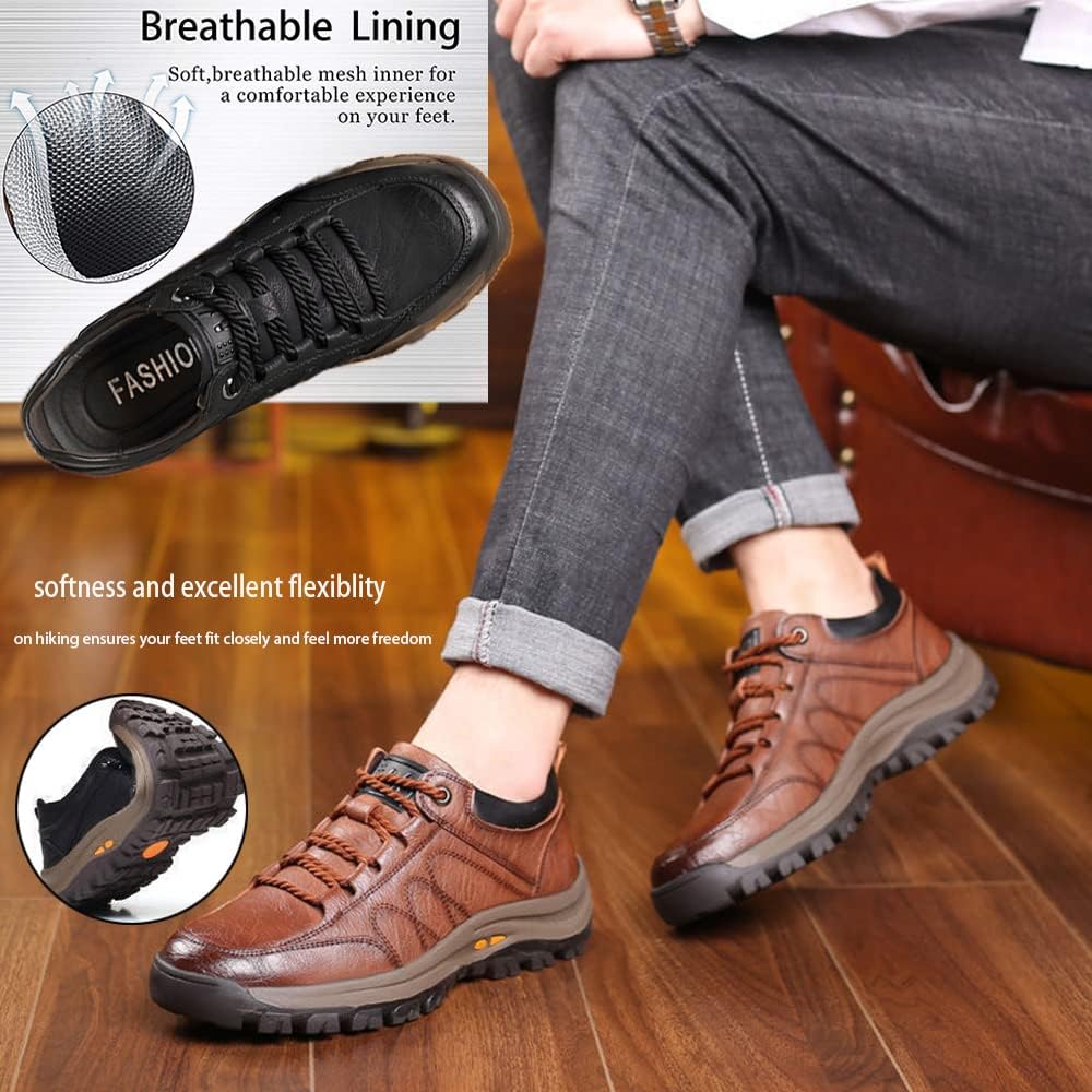 Men Hiking Shoes Arch Support Anti-Fatigue Anti Slip Shock-Absorbing Outdoor Snow Warm Running Boots,Large Sizes 6 to 13