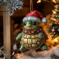 thumbnail image 4 of Hometravel Santa Hat Turtle Ornament, Cute Christmas Acrylic Hanging Decor with Glitter, Festive Animal Theme Tree Decoration, Seasonal Holiday Display, 4 of 6