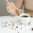 thumbnail image 6 of Pofeuu Pretty Floral With Leaves Print Leather Coasters Set of 6, Round Cups Mugs Mat Pad for Home Kitchen Heat Resistant Drink Coasters,Square, 6 of 7