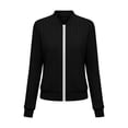 thumbnail image 4 of Fnooota Women Ribbed Knit Zip Up Jackets, Long Sleeve Fall Casual Crew Neck Cardigan Jackets Black Size XL, 4 of 8