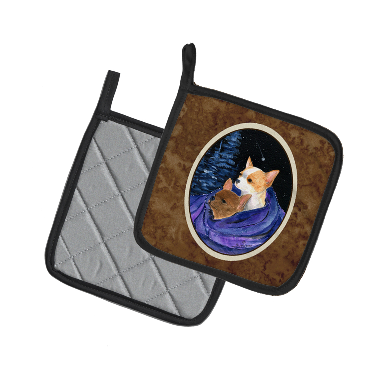 Caroline's Treasures SS8513PTHD Starry Night Chihuahua Pair of Pot Holders, 7.5HX7.5W, multicolor
