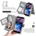 thumbnail image 6 of Allytechgroup 2 in 1 Wallet Case for Apple iPhone SE 2022/2020/ iPhone 7 8, Detachable Back Cover Zipper Purse Card Holder Shockproof Hand Wrist Phone Case for Apple iPhone SE 3rd 2nd Gen, Gray, 6 of 8