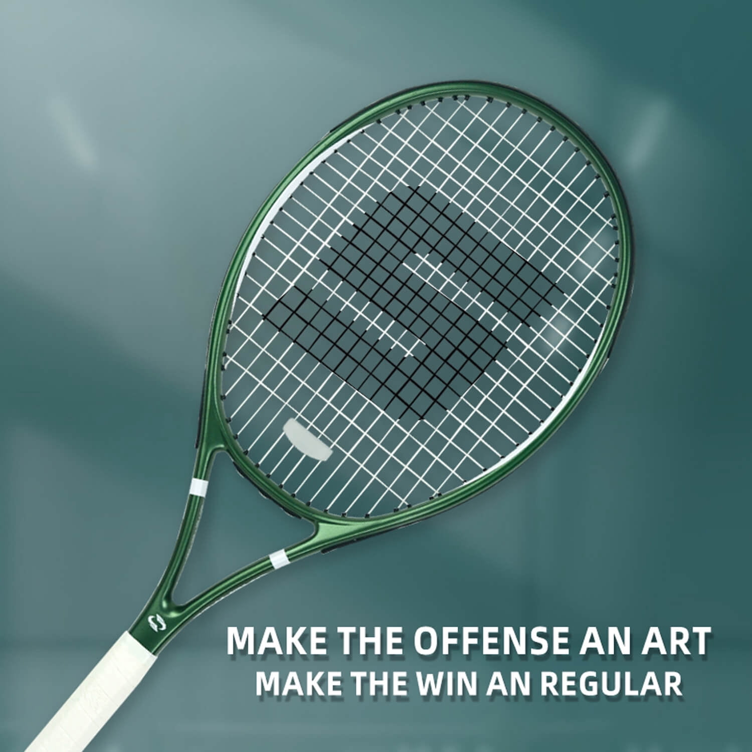 SALYWEE RaceRun Composite Carbon Fiber Adult Tennis Racket, 300±10g (Strung), 50-60LBS, Dark Green Frosted Frame, Beginner Training