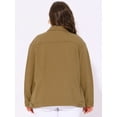 thumbnail image 4 of DARING DIVA Women's Plus Size Long Sleeve Button Front Washed Denim Jacket 4X Light Brown, 4 of 6