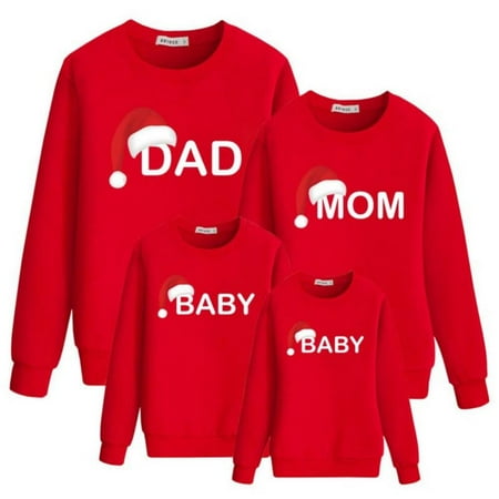 

Fantadool Christmas Letter Print Sweatshirt Long Sleeve Parent-child Wear Holiday Theme Family Matching Outfits Colthes Autumn
