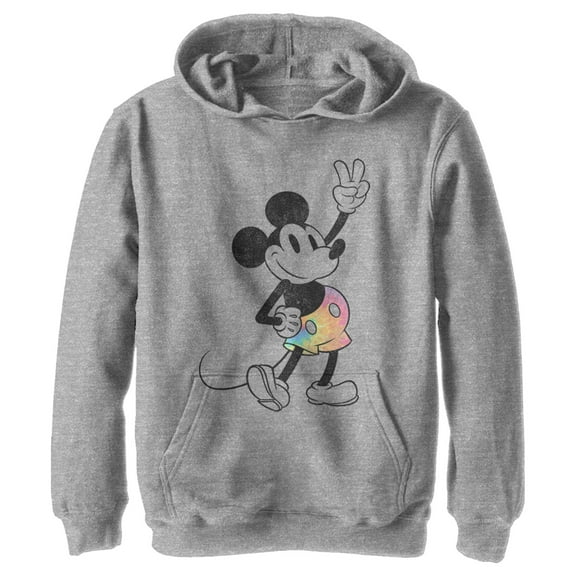 Boy's Mickey & Friends Tie-Dye Mickey Pull Over Hoodie Athletic Heather Medium