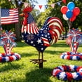 thumbnail image 2 of AYktou 4th of July Rooster Metal Garden Stakes Outdoor Decor, 8×12 Inch Red White Blue Patriotic Rooster Ground Stake Figurine, 250th Anniversary Chicken Yard Signs Sculpture for Patio Backyard Lawn, 2 of 9