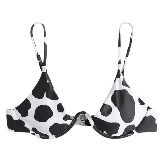 PMVFHDE Tankini Maillots de Bain pour Femmes Imprimé Vache Haut de Bikini à Armatures Bandeau Bandage Bikini Rehausseur Brésilien Maillot de Bain Tenue de Plage Hauts Noir,m