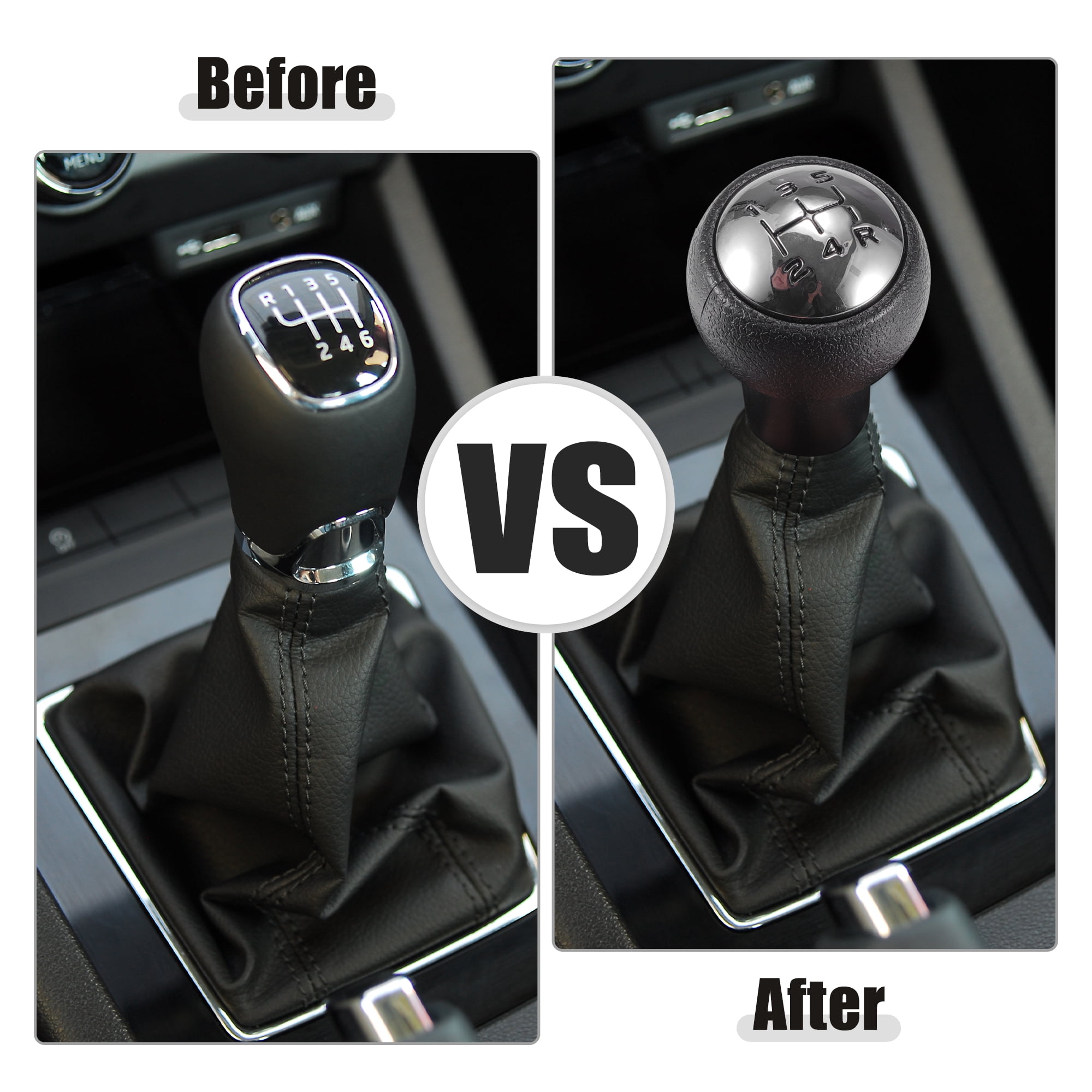Unique Bargains 5 Speed Manual Gear Shift Knob Stick Shifter Lever Head Ball with Boot Cover for Peugeot Partner 2008