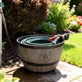thumbnail image 2 of Expert Gardener 18" ×18" × 12" Texas Whiskey Barrel Walnut Brown 100% Recycled Resin Hose Pot with Removable Drainage Plug, 2 of 10