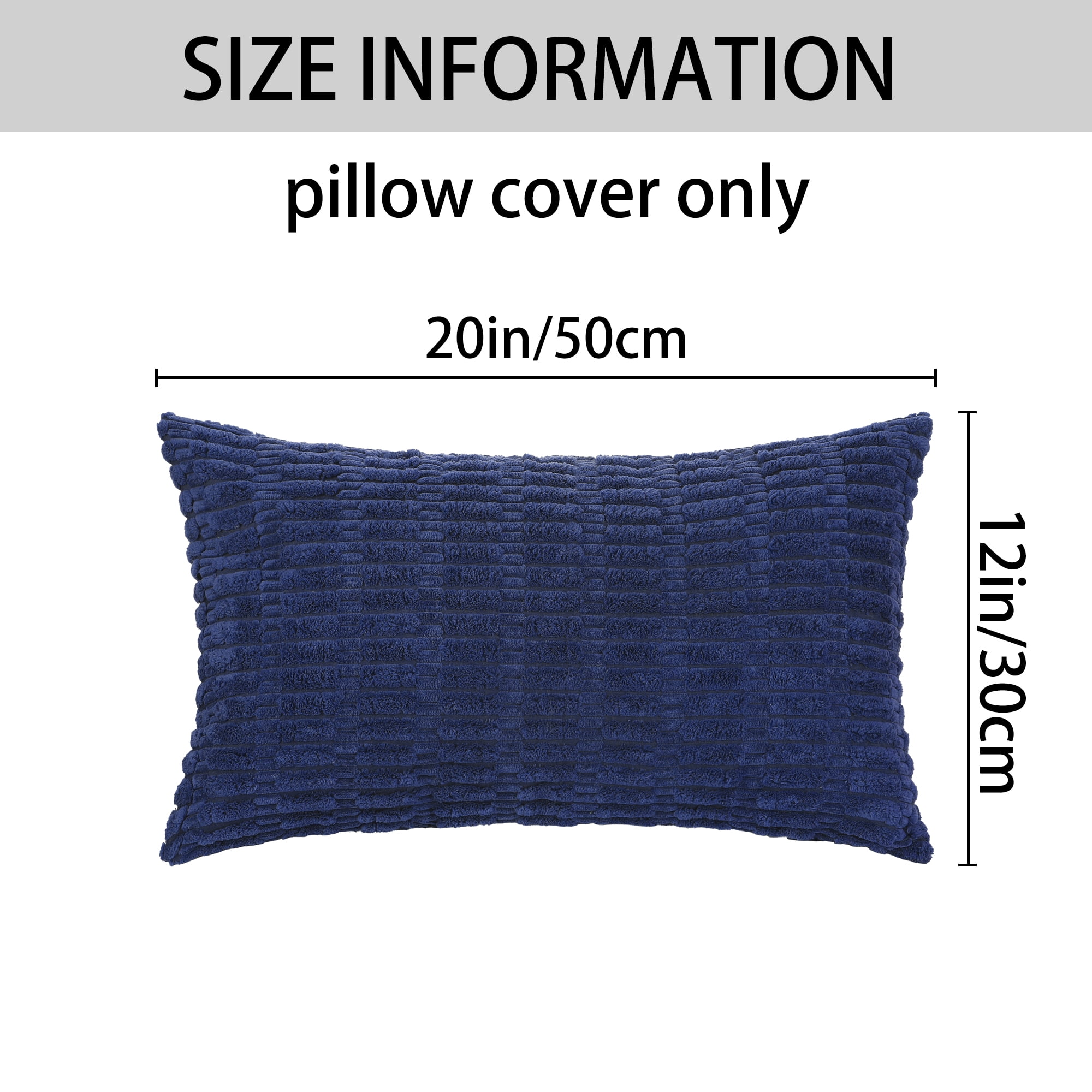 Unique Bargains Corduroy Soft Square Cushion Covers Modern Throw Pillow Covers (2 Count) Dark Blue 12"x20"