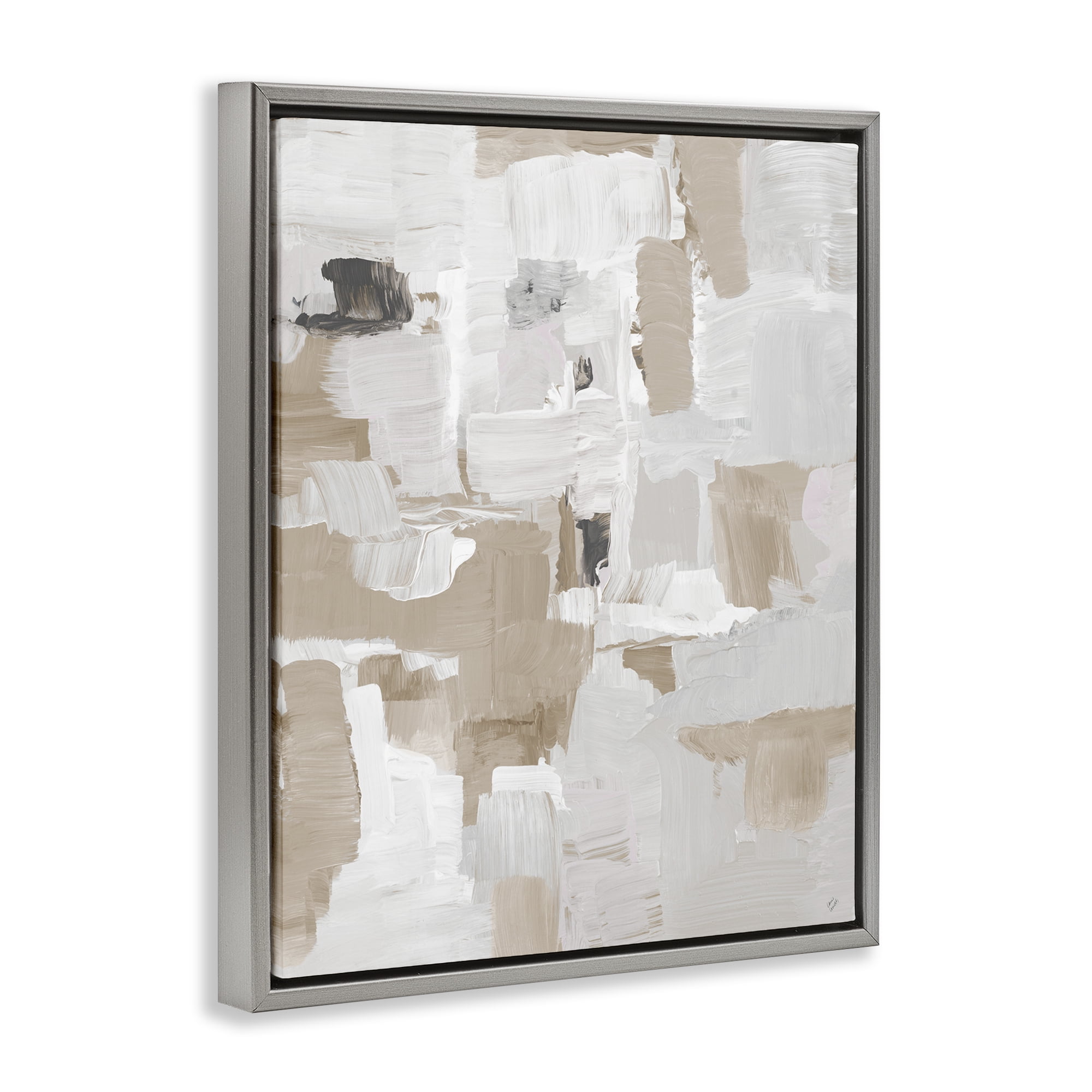 Stupell Industries Beige & White Peace Gray Framed Floater Canvas Wall Art, design by Lanie Loreth