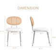 thumbnail image 3 of KithKasa Mid Century Modern Rattan Backrest Dining Chairs Set of 2, White Boucle Upholstered Kitchen Side Chairs with Metal Chromed Legs for Dining Living Room, 3 of 7