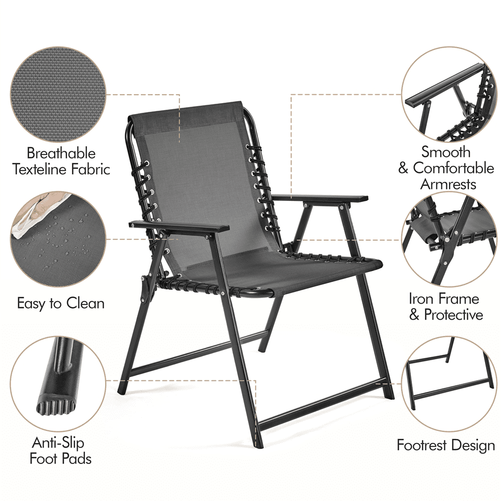Renwick Set of 2 Outdoor Folding Dining Chairs with Armrests, Dark Gray