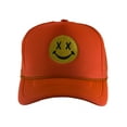 thumbnail image 2 of Gravity Threads Smile Face Embroidery Adjustable Trucker Hat - Cross Eye - Neon Orange, 2 of 2