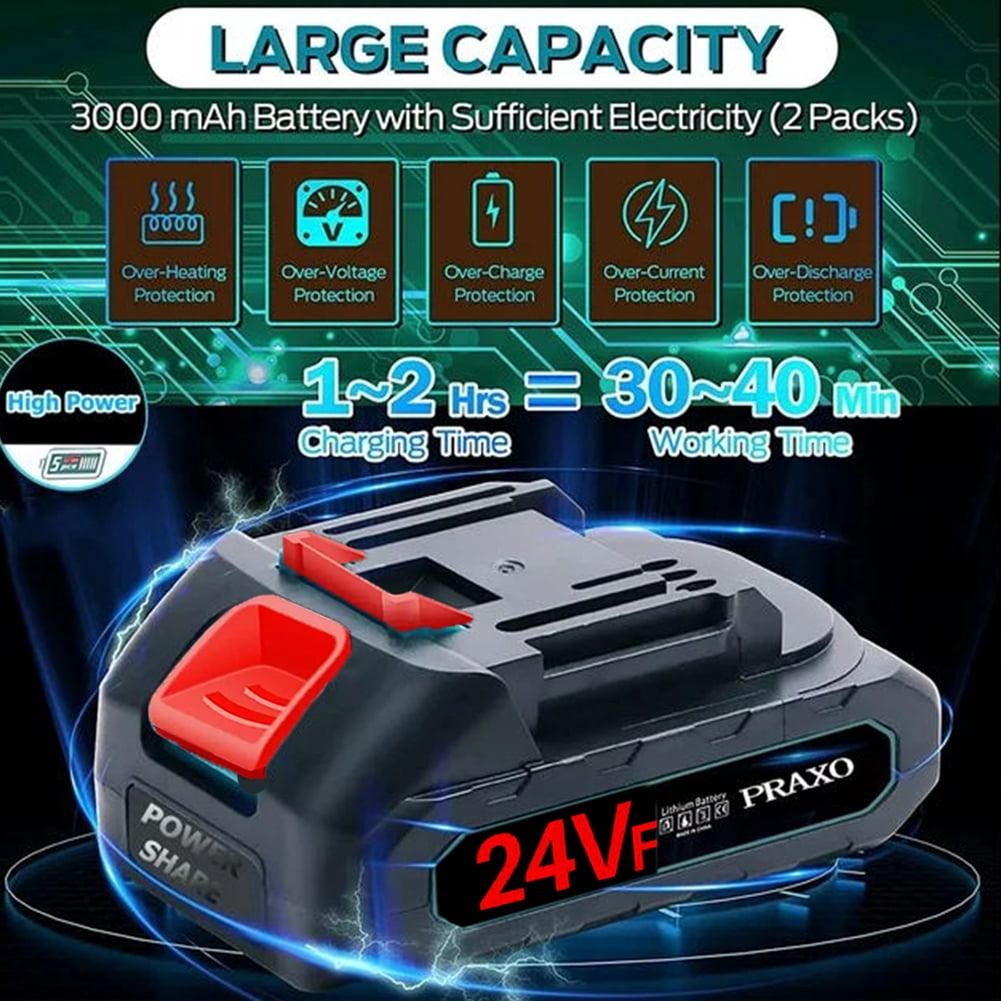 PRAXO 6" Mini Chainsaw Cordless with 2 Batteries 2 Chains, 6-inch Battery Powered Chain Saws Handheld Electric ChainSaw Cordless Battery Chainsaw Wood Cutter