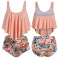thumbnail image 2 of Women's High Waist Swimsuits Vintage Ruffle Two Piece Bathing Suits Tummy Control Ruched Bikini Sets, 2 of 6
