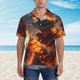 thumbnail image 2 of Fotbe Western Fire Cowboy Camisa Hawaiana para Hombre Unisex – Camisa Casual de Verano con Botones de Manga Corta de Algodón y Lino,Large, 2 of 7