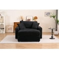 thumbnail image 2 of Single Sofa Armchair, Upholstered Chaise Lounge Chair with Removable Ottoman, Deep Seat Single Couch Oversized Sofa Chairs Reading Arm Chair for Living Room Bedroom Apartment Office, Black, 2 of 6