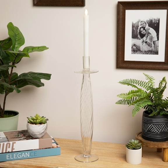 Northlight Transparent Swirled Glass Taper Candle Holder - 17.5"