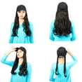 thumbnail image 3 of SAYFUT Baseball Cap with Hair Synthetic Extension,Hats with Hair Attached Black/White Hat with Long Wavy Hair for Women Daily Party Use, 3 of 7