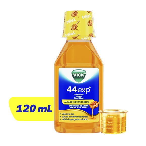 Jarabe 44 Vick Exp Miel Para la Tos con Flemas Expectorante con Sabor a Miel con 120 ml
