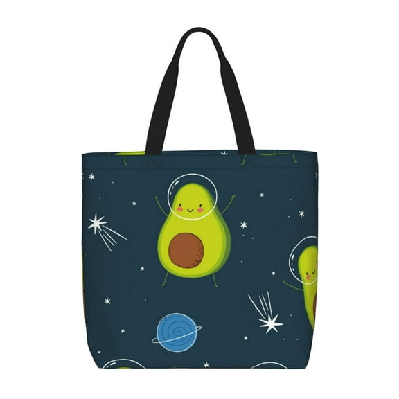 Picia Avocado in Space for Tote Bag for Women with Zipper, Gym Tote with Compartments, Laptop Work Tote Nurse Dance Yoga Bag for Sport, Travel