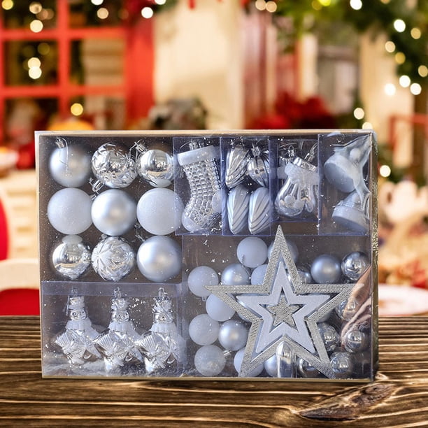 Juego de 47 piezas de adornos para Navidad BLESIY Decoración navideña surtida Plateado