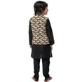 thumbnail image 4 of eloria Boys Dupion Silk Paper Boat Printed Nehru Jacket Kid's Party Festival Regular Wear Gift Olive, 4 of 7
