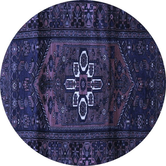 Ahgly Company Machine Washable Indoor Round Persian Blue Traditional Area Rugs, 7' Round