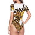 thumbnail image 3 of Uemuo Skull Cowboy Pattern Women's One Piece Short Sleeve Swimsuit Rash Guard Surfing Modest Quick-drying Swimsuit Beach Essentials-X-Large, 3 of 9