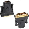 thumbnail image 1 of DVI to HDMI Adapter (2 Pack), Gold Plated DVI (DVI D) Male to HDMI Female Converter Adapter, Bi-Directional Support 3D 4K ARC Ethernet, 1 of 5