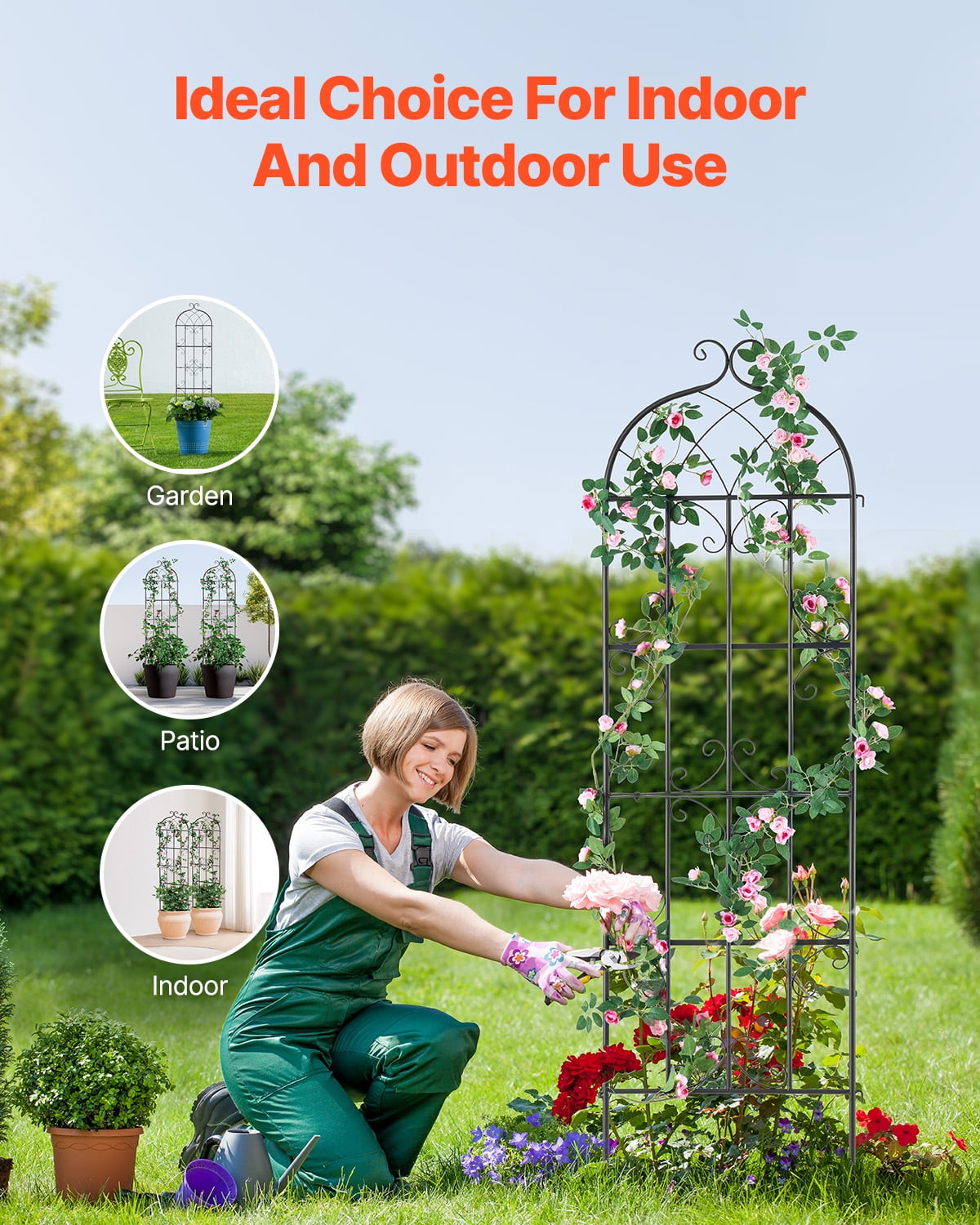 KFFKFF Garden Support Structure for Vine Plants, Dimensions 71 x 20 inches, Set of 2 Durable Metal Garden Trellis, Outdoor Support for Climbing Roses and Cucumbers, Aesthetic Clematis Trellis