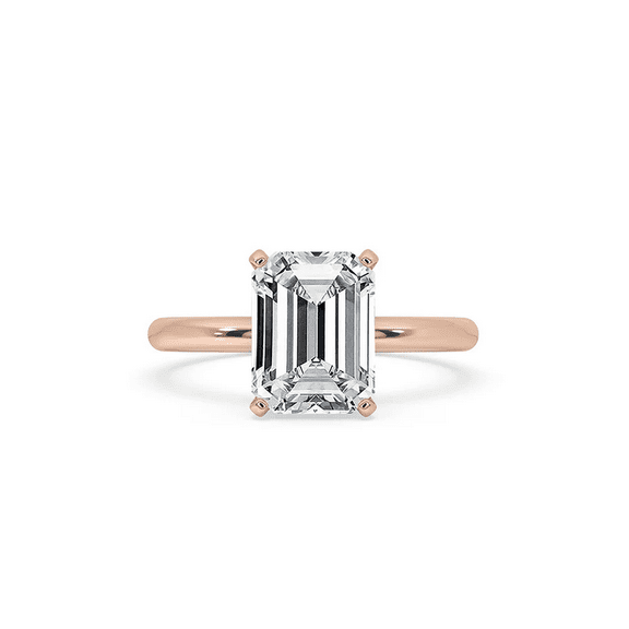 3.0 CT Emerald Shaped Engagement Ring Rose Gold Solitaire Diamond Emerald cut Wedding Ring Anniversary Gift Lab Grown Diamond Ring