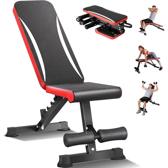 900LBS Weight Bench for Home Gym，Foldable Workout Bench Press for Full Body Strength Training, Adjustable Backrests Incline/Flat/Decline Sit up Bench