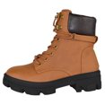 thumbnail image 2 of Forever Women Combat Army Style Boots Side Zipper Lace Up Lug Sole Cherry-16 Tan Brown 5.5, 2 of 4