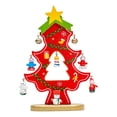 thumbnail image 1 of Árbol de Navidad de madera para mesa, mini árbol de Navidad para escritorio rojo, 1 of 9