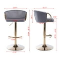 thumbnail image 2 of Bar Stools Set of 2,Velvet Counter Height Bar Stools with Chrome Footrest and Gold Base,Swivel Height Adjustable Barstools for Kitchen Island,Pub,Dining Room,Grey, 2 of 9