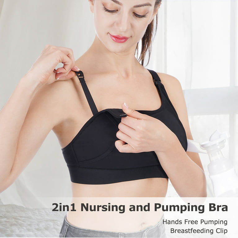 Momcozy Breast Pump Bra (Black/ Beige) Hands Free Pumping and