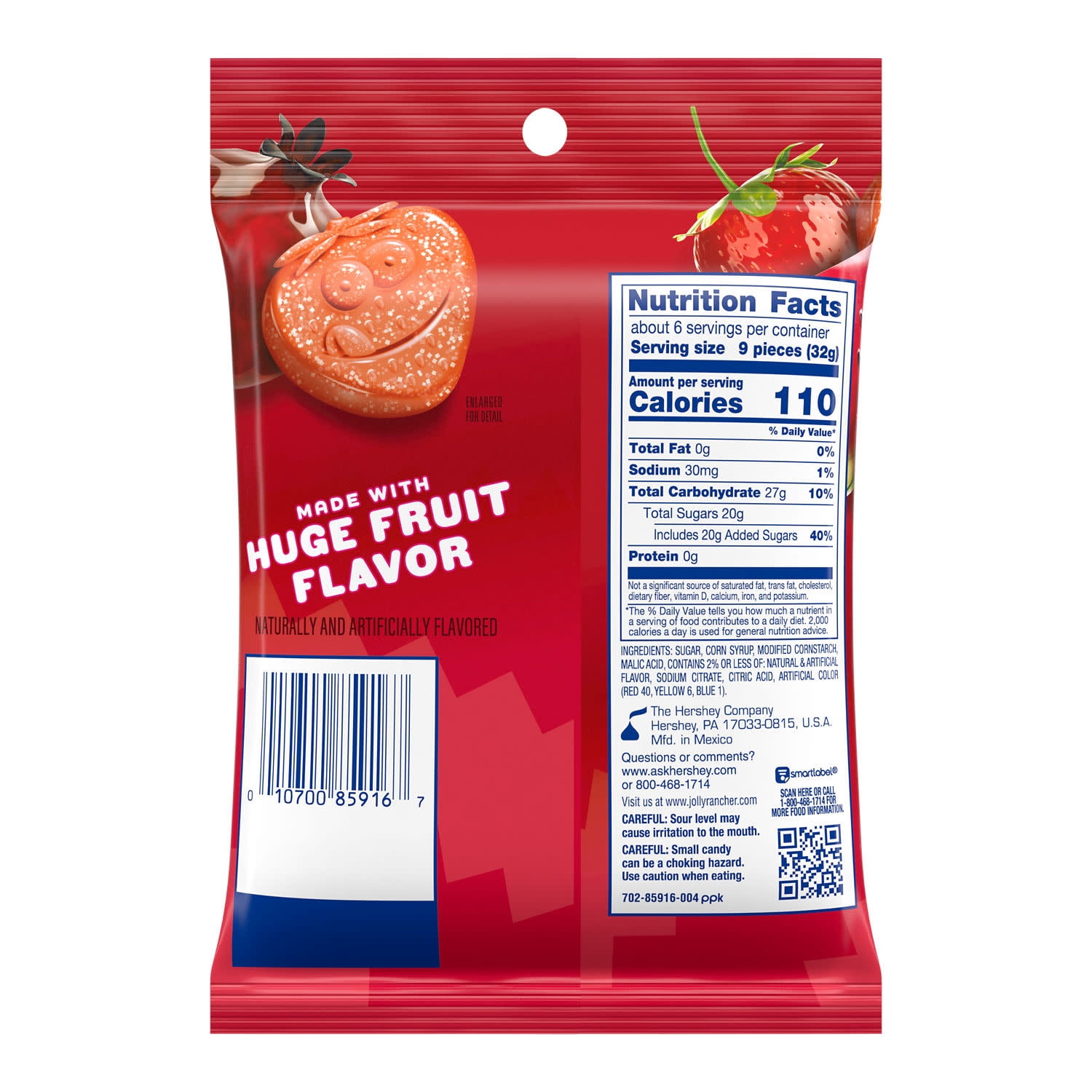 (2 pack) Jolly Rancher Sour Gummies Awesome Reds Assorted Fruit Flavored Gummy Candy, Bag 6.5 oz