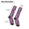 thumbnail image 2 of Xecao Skull colorful flower daisy print thigh-high socks, crafted for both men and women with a stretchy, high-opaque design perfect for daily wear, 2 of 6