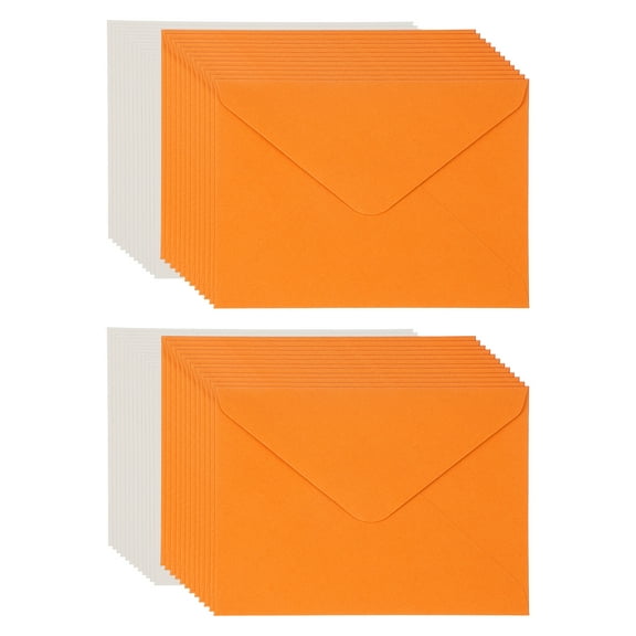 Uxcell Blank Cards and Envelopes 5x7", Invitation Cards White Cardstock Greeting Cards (Orange), 24 Pack, Perfect for Office Wedding Gift Graduation Birthday