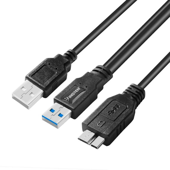 Insten USB A to Micro B USB 3.0 Y Cable, Black