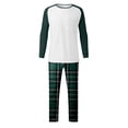 thumbnail image 4 of Soft Pajama Set Men Pullover Long Sleeve Lounge Sets Autumn Winter Raglan Sleeve Top Plaid Print Trousers Two Piece Home Suit Sleepwear 2 Piece Pants Pjs Set Dark Green S, 4 of 5