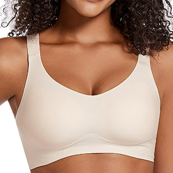 Yunleeb Smooth T-shirt Bra for Women,Full Coverage Bra YL01-Nude L