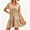 Khaki, variant on Summer Women V Neck Flowy Babydoll Dresses Short Sleeve Swing Shift Loose Casual Mini Dress