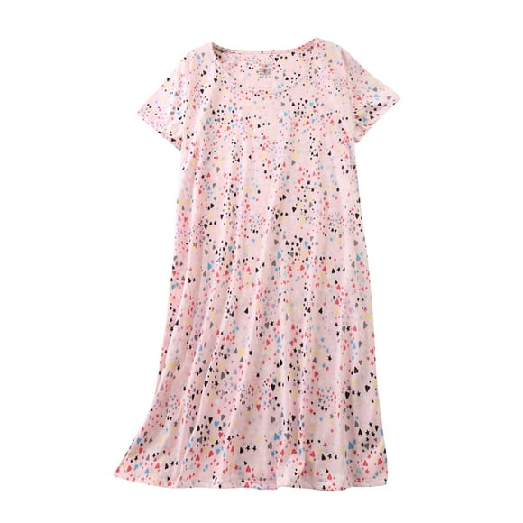 Sakmal Sleep Dress for Women Cotton Cute Night dress Pink Short Sleeve Nightgowns for Women