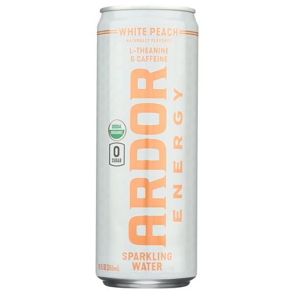 Pack of 12, Ardor Organic Inc White Peach Sparkling Water, 12 fl oz