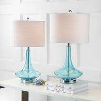 JONATHAN Y Cecile 25.5" Glass Teardrop LED Table Lamp, Aqua/Chrome (Set of 2), JYL1081B-SET2