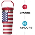 thumbnail image 5 of 30 oz American Flag 4th of July Tumbler with Handle and Flip Straw, Gifts For Memorial Day Veterans day Independence day, Patriots Coffee Mug Water Bottle, Labor Day Stainless Steel Insulated Cup, 5 of 6